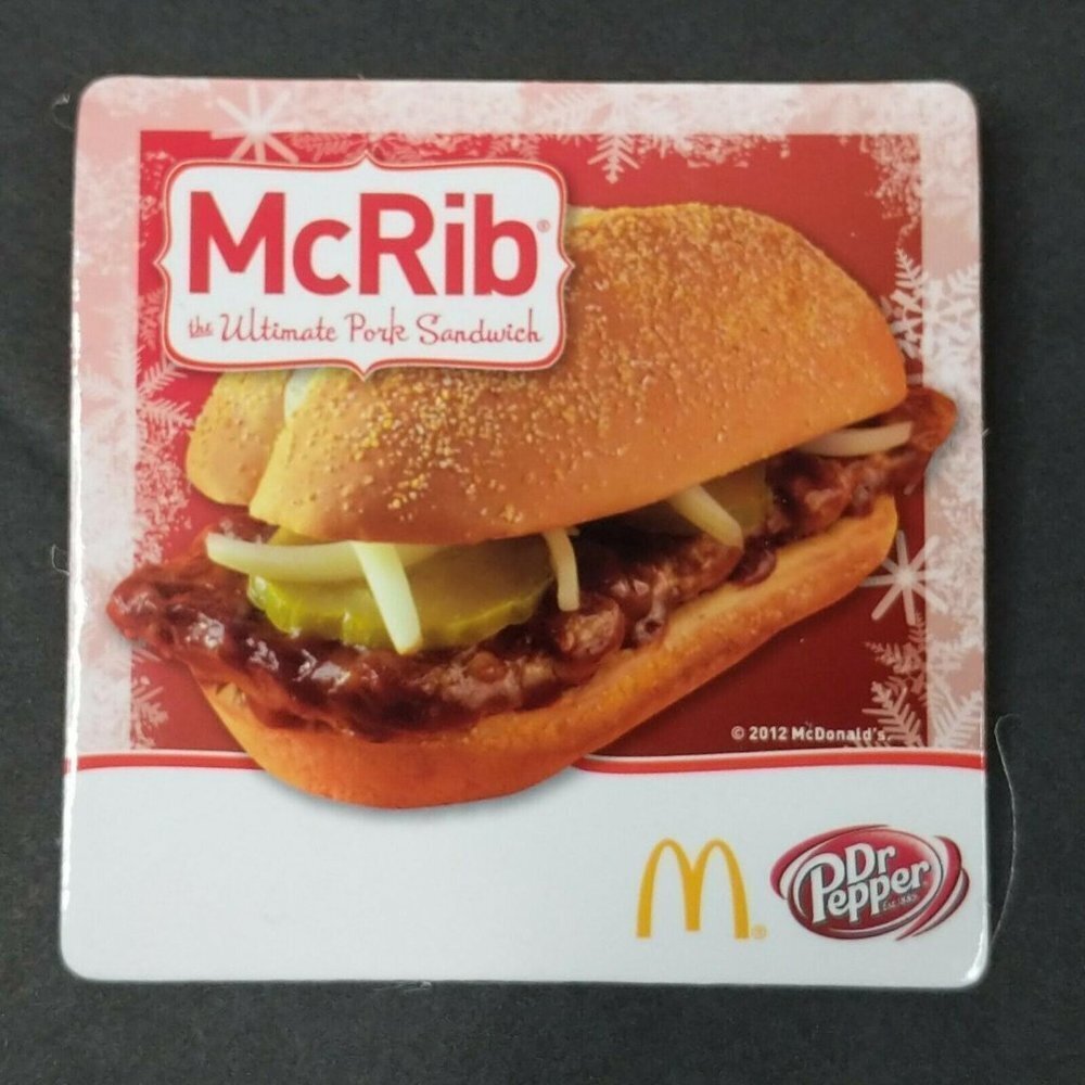 McDonalds Employee McRib Pin Button Laminated Cardboard 3 Inch 2012